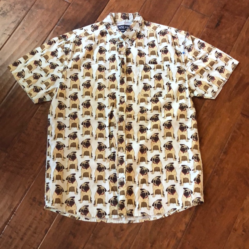 Short Sleeve Button Down Pug Shirt